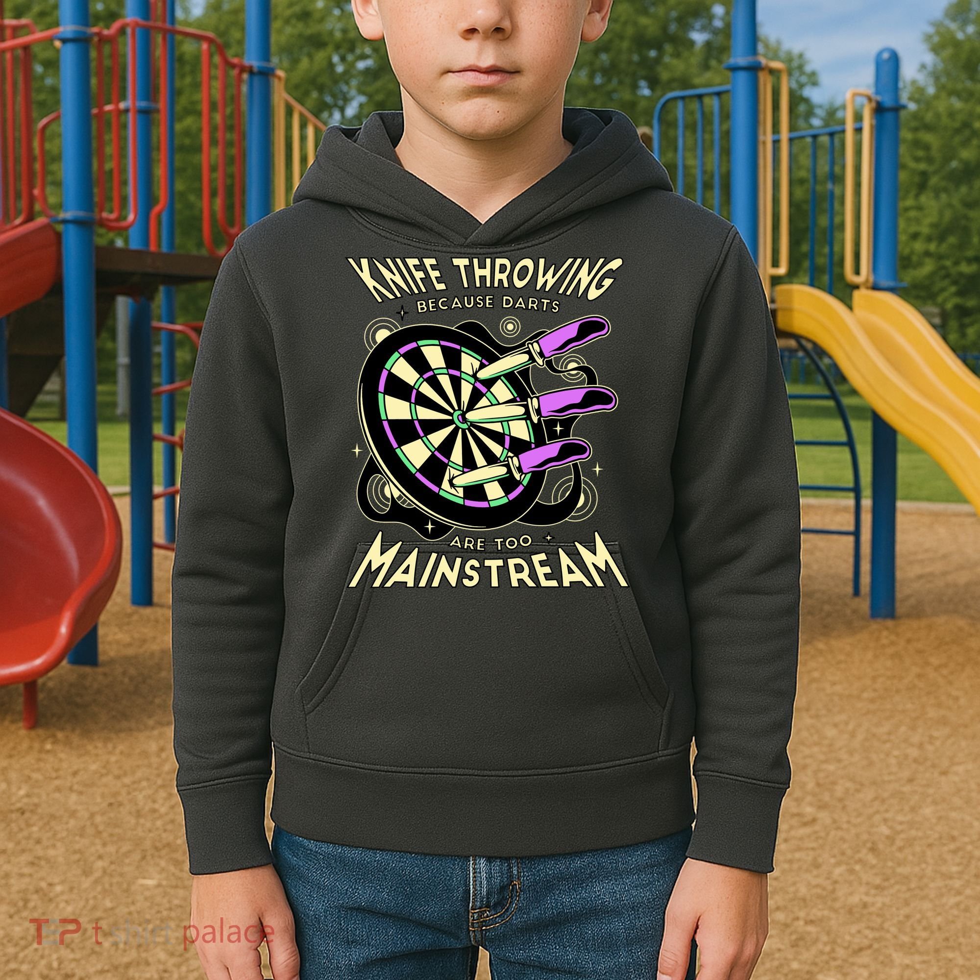 Knife Throwing Because Darts Are Too Mainstream Kids Hoodie