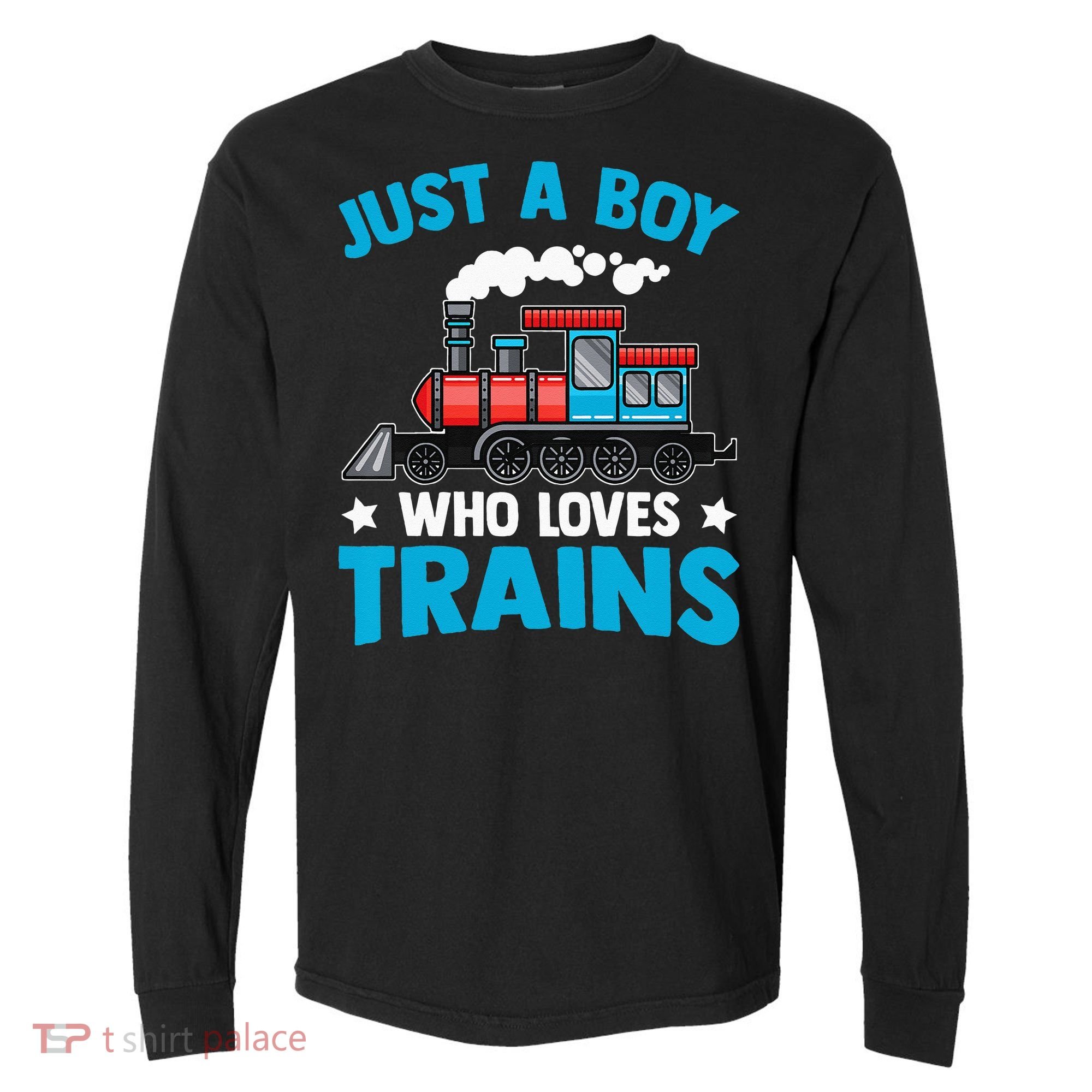 Kids Train Birthday Just A Boy Who Loves Trains Comfort Colors Heavyweight Long Sleeve T-Shirt