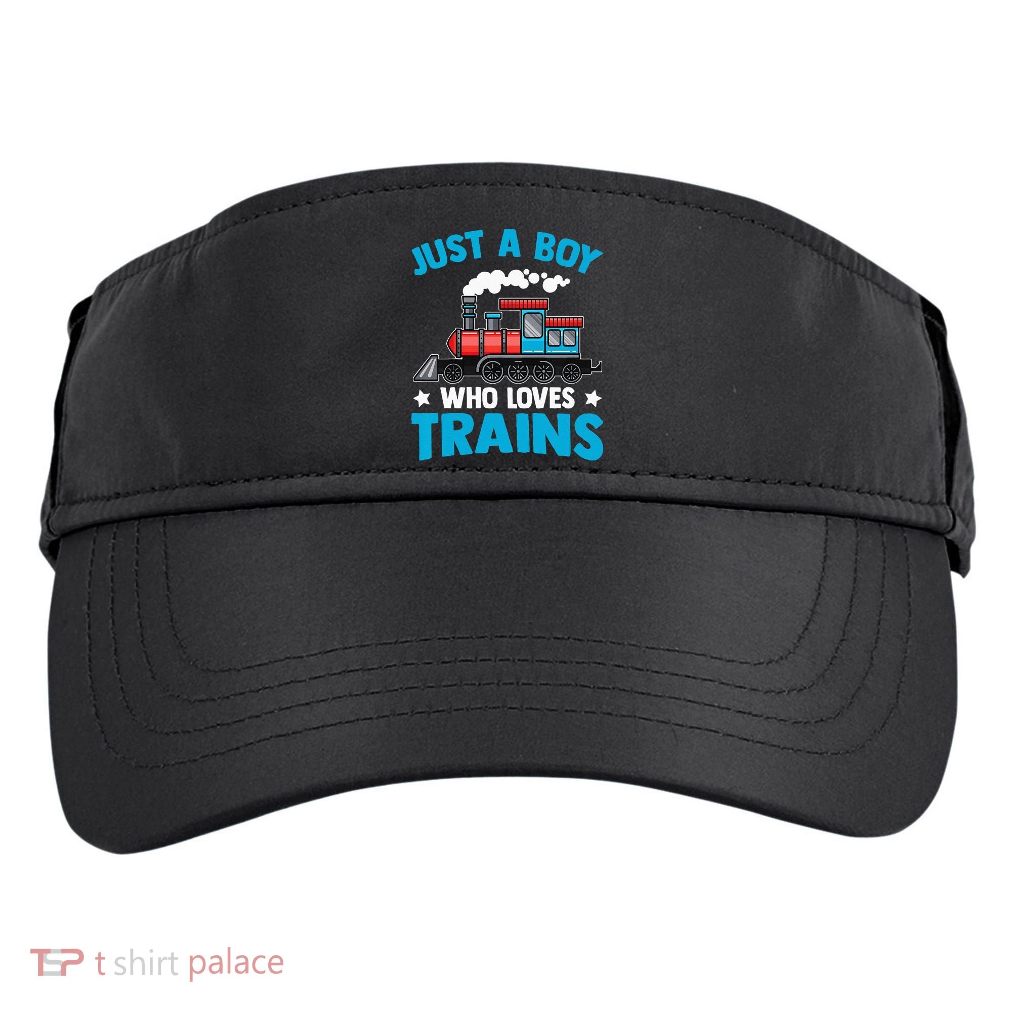 Kids Train Birthday Just A Boy Who Loves Trains Adult Drive Performance Visor