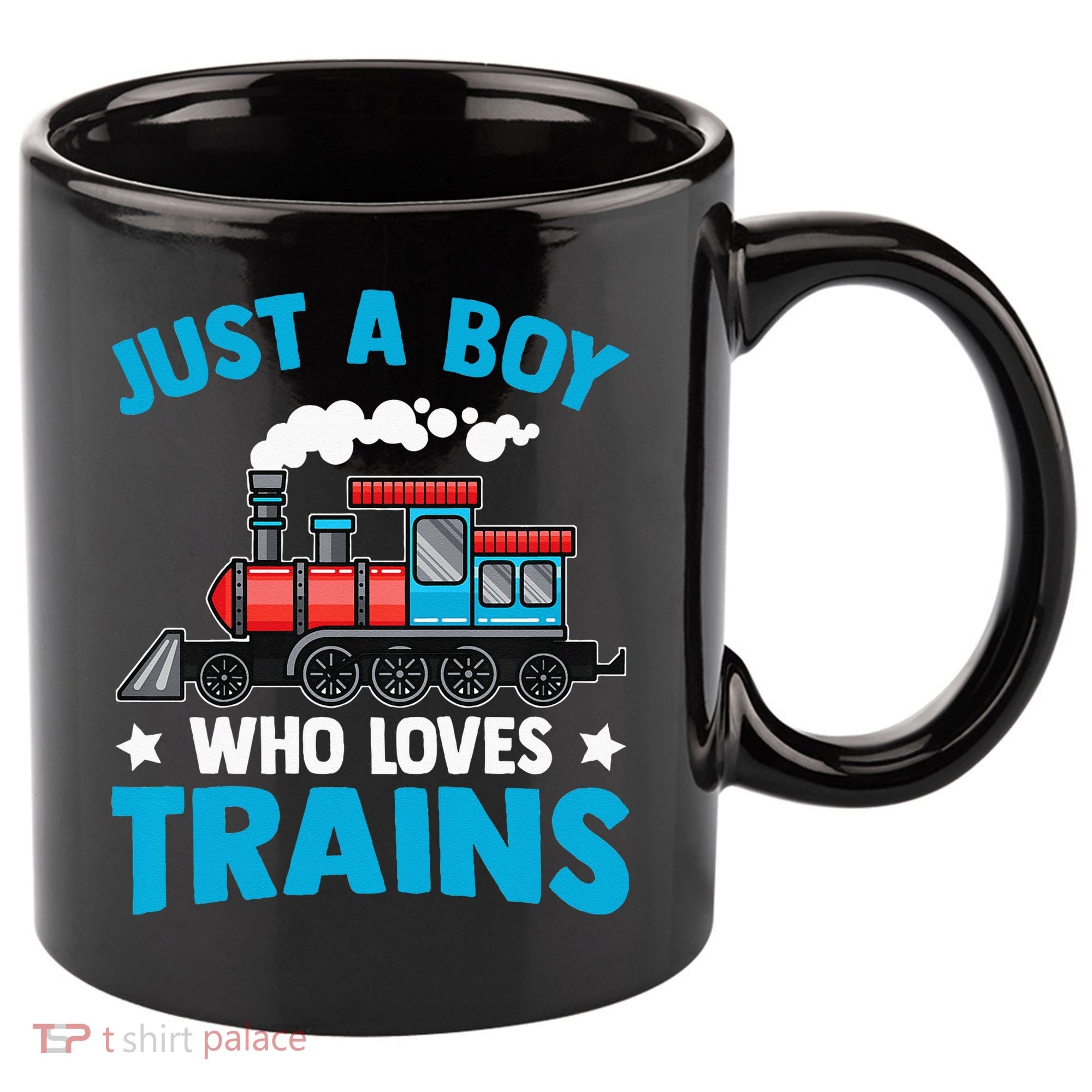 Kids Train Birthday Just A Boy Who Loves Trains 11oz C Handle Ceramic Mug