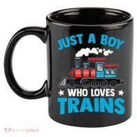 Kids Train Birthday Just A Boy Who Loves Trains 11oz C Handle Ceramic Mug thumb 2