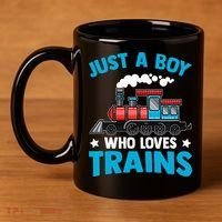 Kids Train Birthday Just A Boy Who Loves Trains 11oz C Handle Ceramic Mug thumb 4