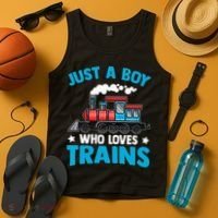 Kids Train Birthday Just A Boy Who Loves Trains Tank Top thumb 4