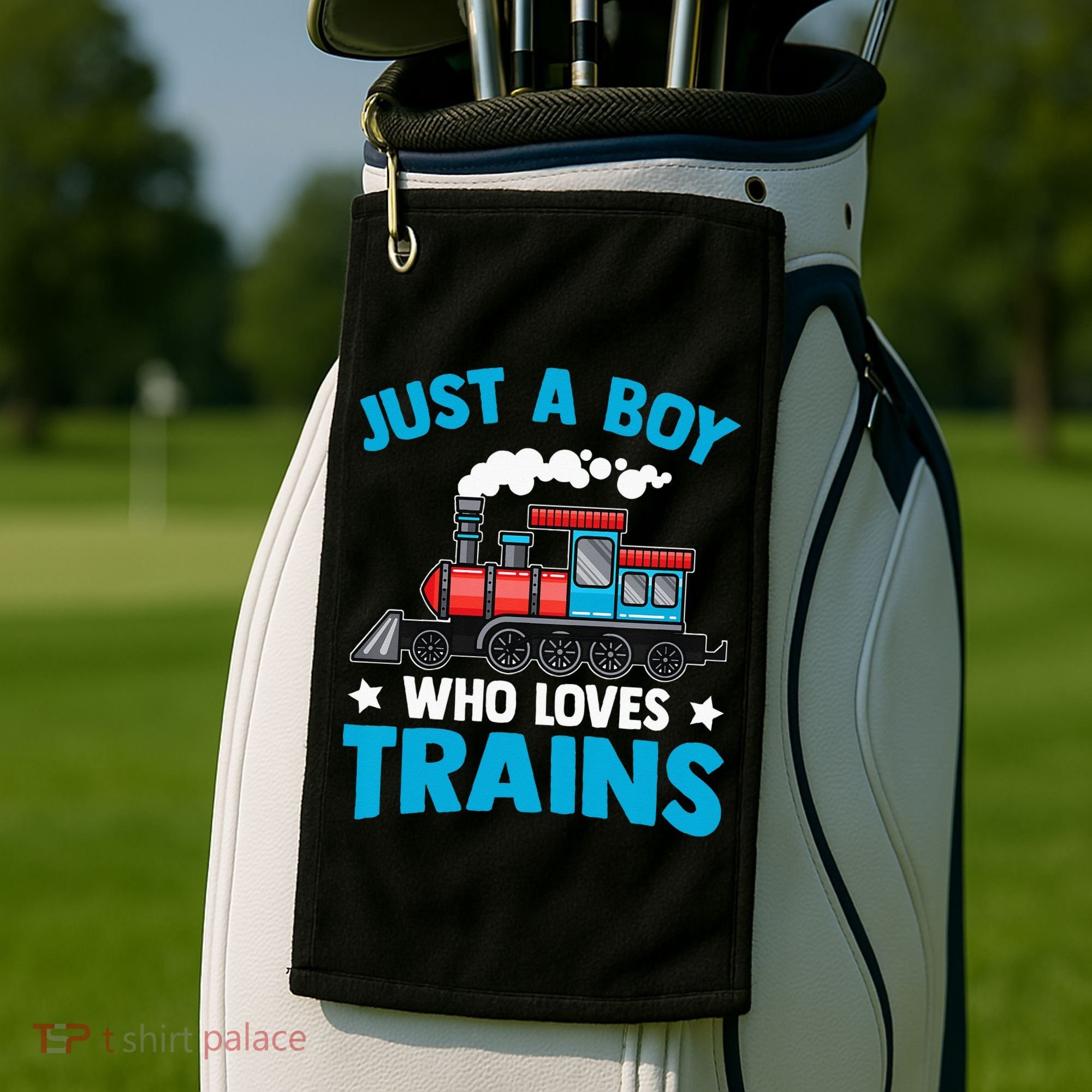Kids Train Birthday Just A Boy Who Loves Trains Golf Towel