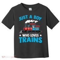 Kids Train Birthday Just A Boy Who Loves Trains Toddler T-Shirt thumb 0
