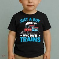 Kids Train Birthday Just A Boy Who Loves Trains Toddler T-Shirt thumb 2