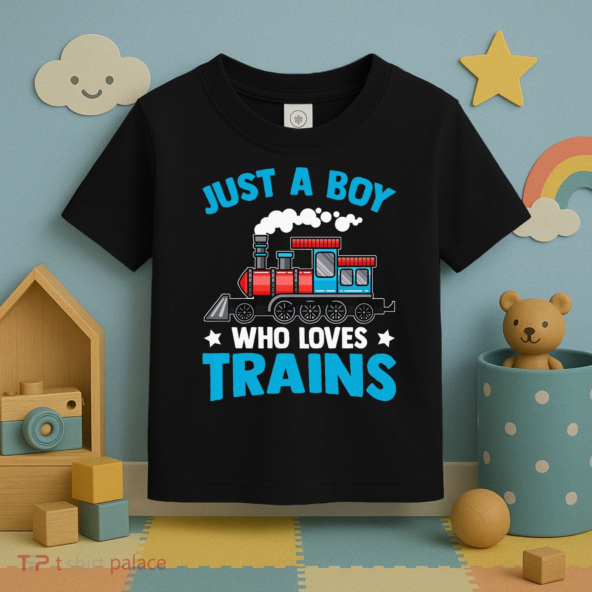 Kids Train Birthday Just A Boy Who Loves Trains Toddler T-Shirt