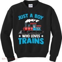 Kids Train Birthday Just A Boy Who Loves Trains Kids Sweatshirt thumb 0