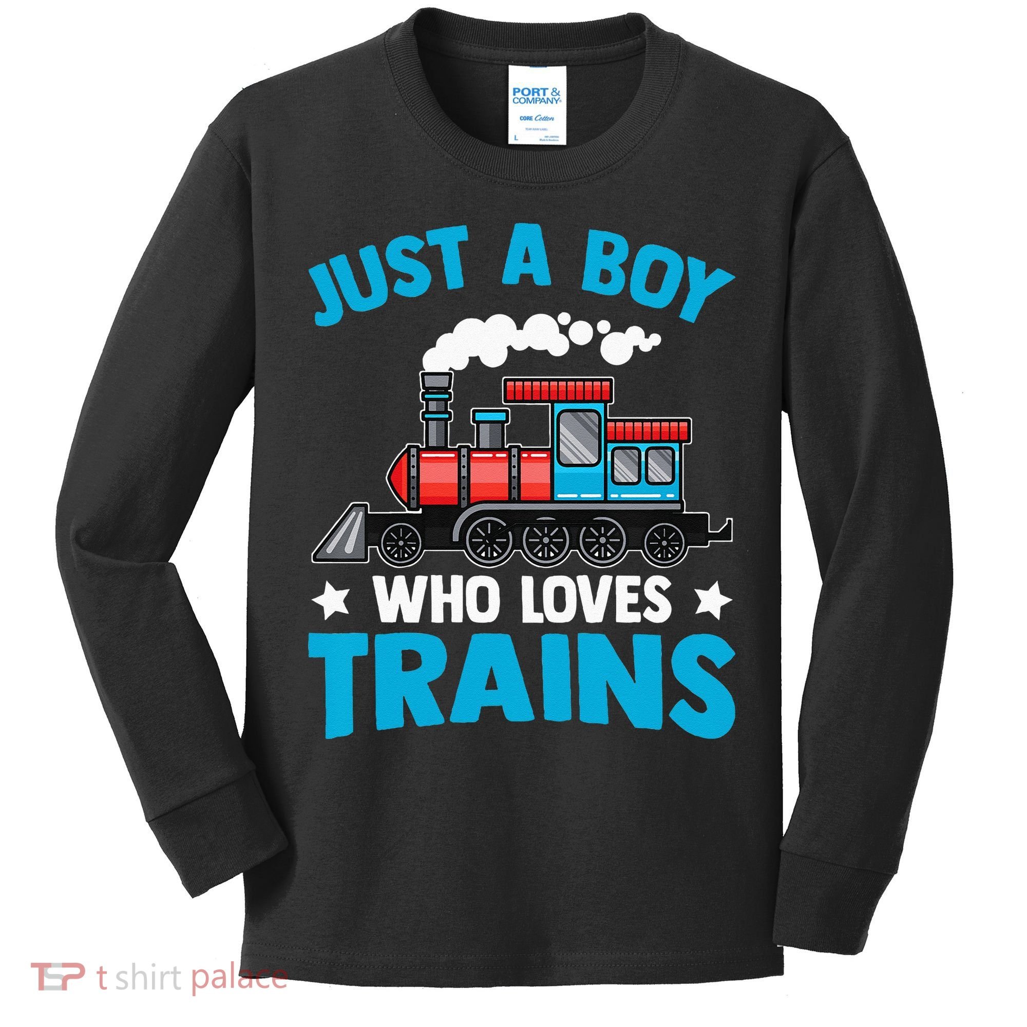 Kids Train Birthday Just A Boy Who Loves Trains Kids Long Sleeve Shirt