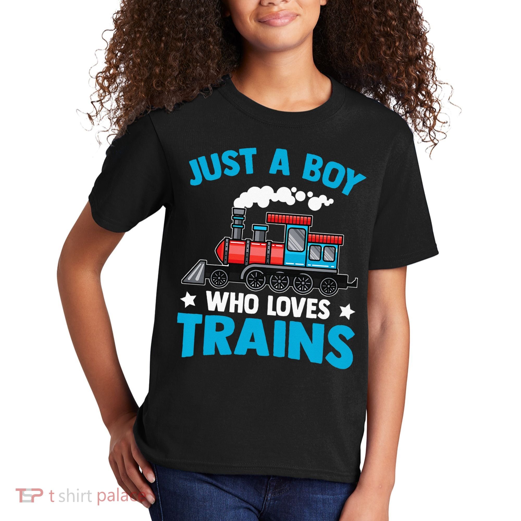 Kids Train Birthday Just A Boy Who Loves Trains Kids T-Shirt