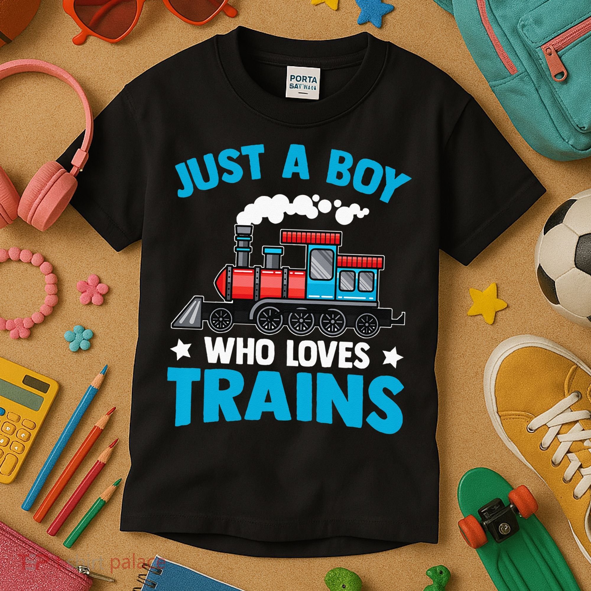 Kids Train Birthday Just A Boy Who Loves Trains Kids T-Shirt