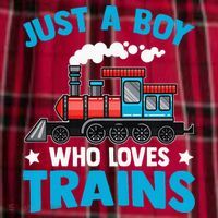 Kids Train Birthday Just A Boy Who Loves Trains Men's Flannel Plaid Pajama Pants thumb 2