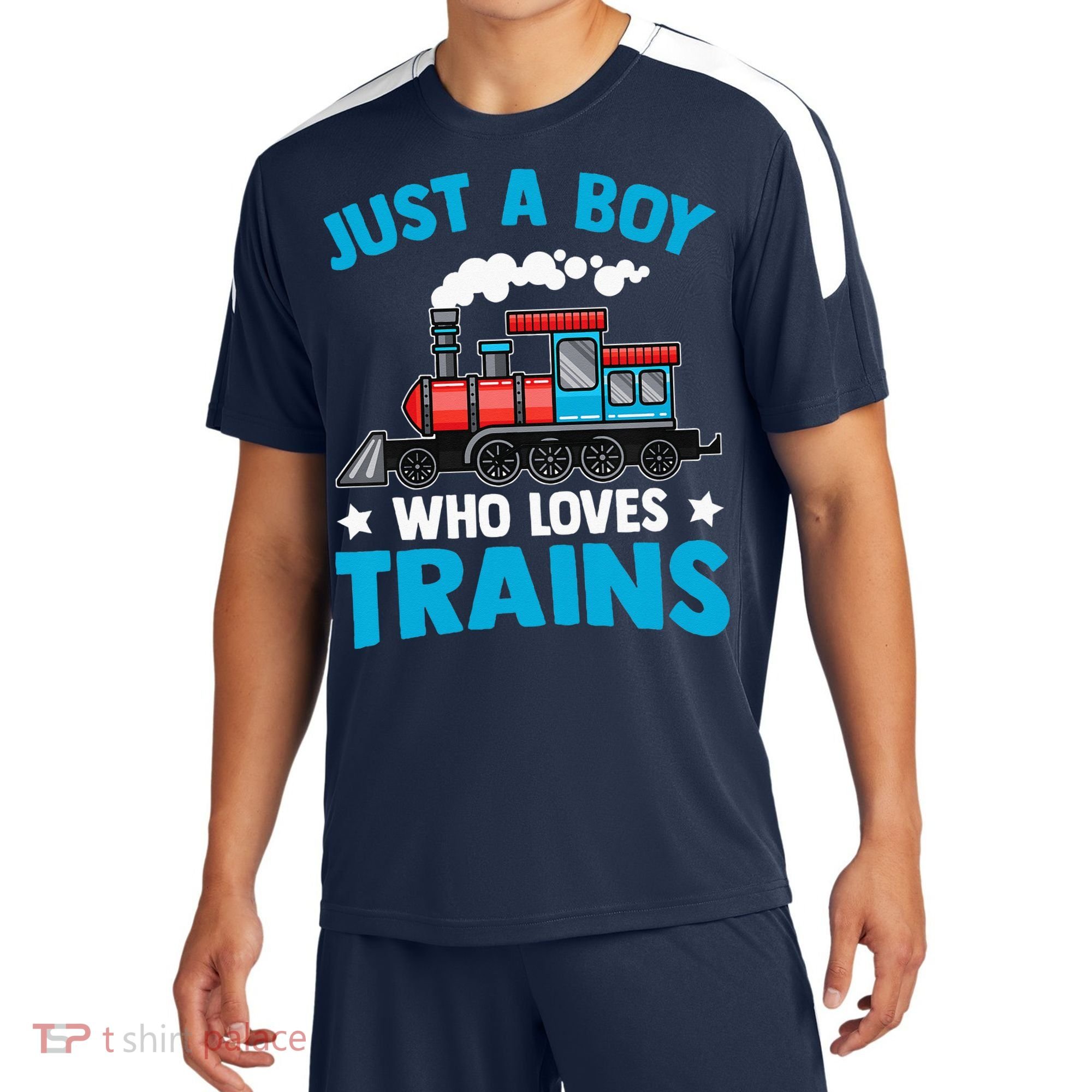 Kids Train Birthday Just A Boy Who Loves Trains Sport-Tek Competitor United Soccer Jersey