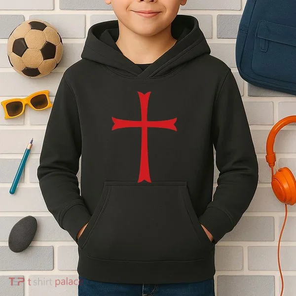 Knights Templar Cross Crusader Kids Hoodie