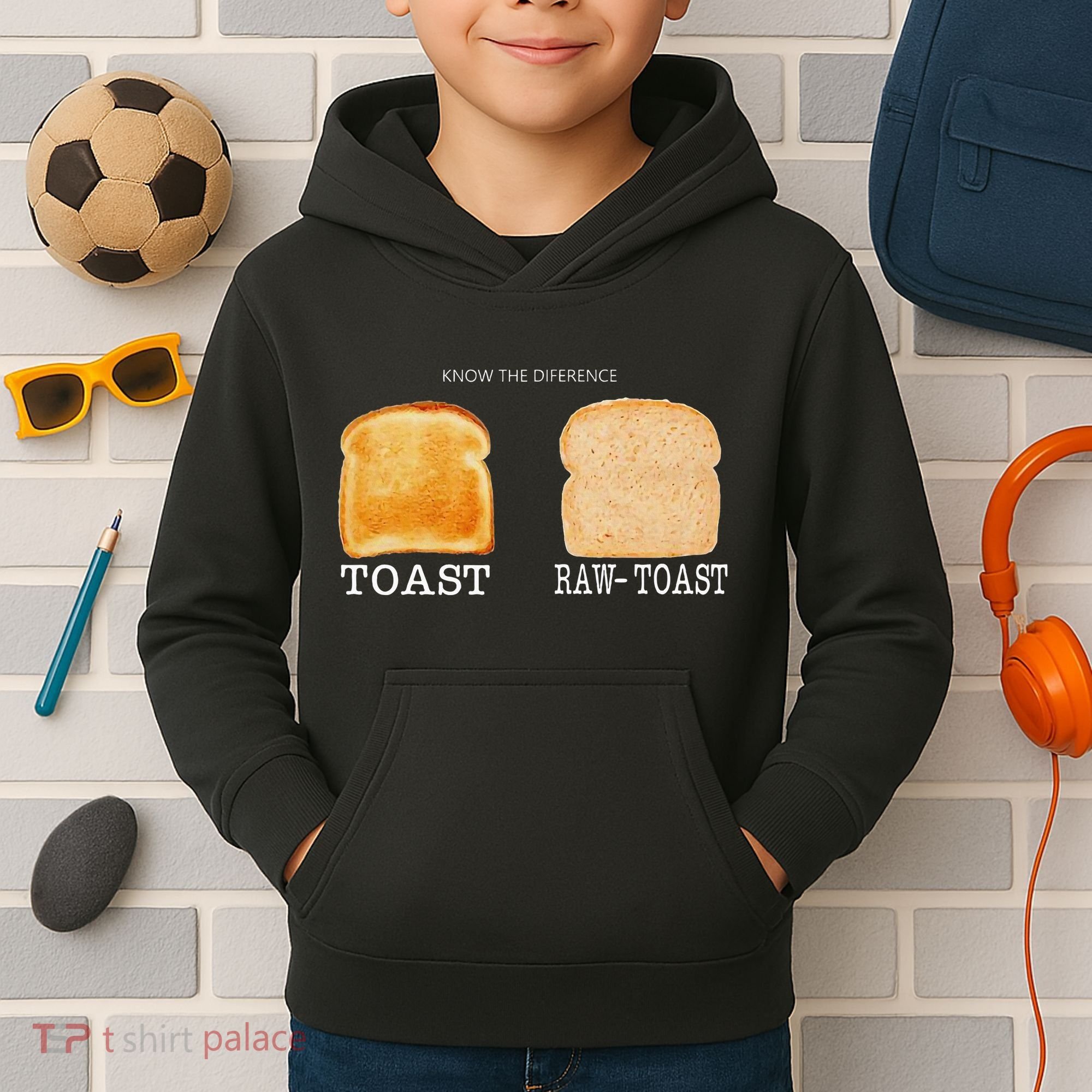Know The Difference Toast Raw Toast Kids Hoodie