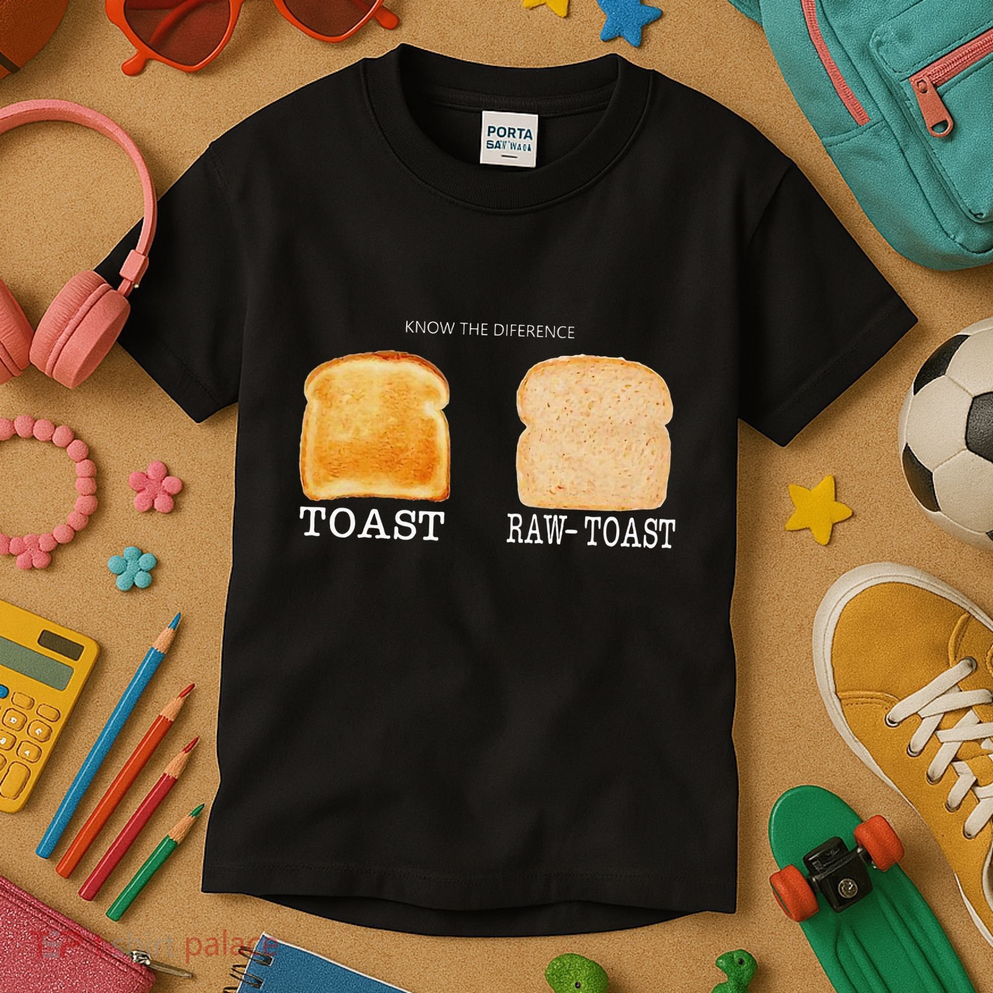 Know The Difference Toast Raw Toast Kids T-Shirt