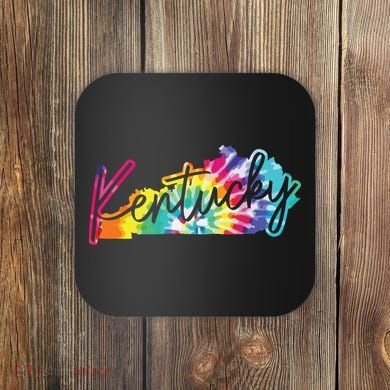 Kentucky Tie Dye State Map Pride Hippie Vintage Retro Coaster