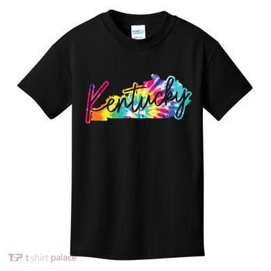 Kentucky Tie Dye State Map Pride Hippie Vintage Retro Kids T-Shirt