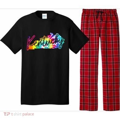 Kentucky Tie Dye State Map Pride Hippie Vintage Retro Pajama Set
