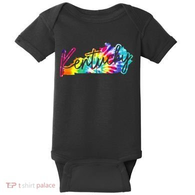 Kentucky Tie Dye State Map Pride Hippie Vintage Retro Baby Bodysuit