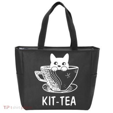 Kit Tea Funny Cat Lover Tote Bag