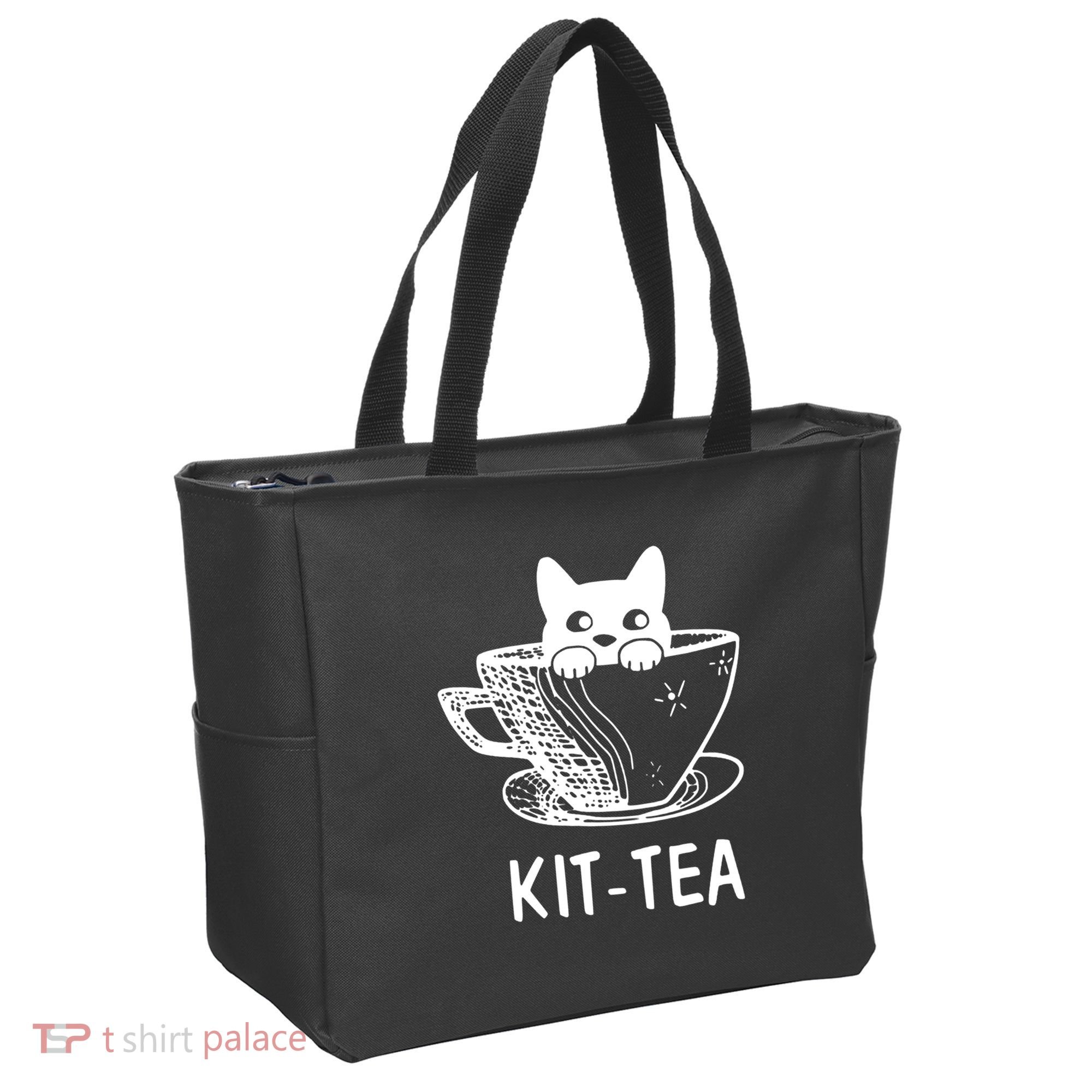 Kit Tea Funny Cat Lover Tote Bag