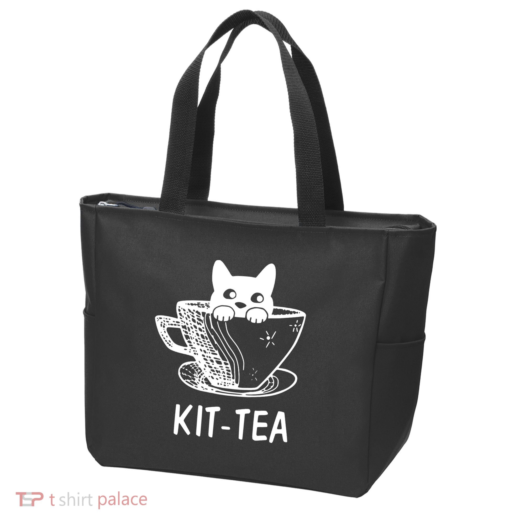 Kit Tea Funny Cat Lover Tote Bag