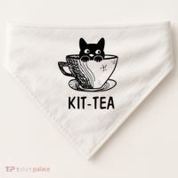 Kit Tea Funny Cat Lover USA-Made Doggie Bandana thumb 0