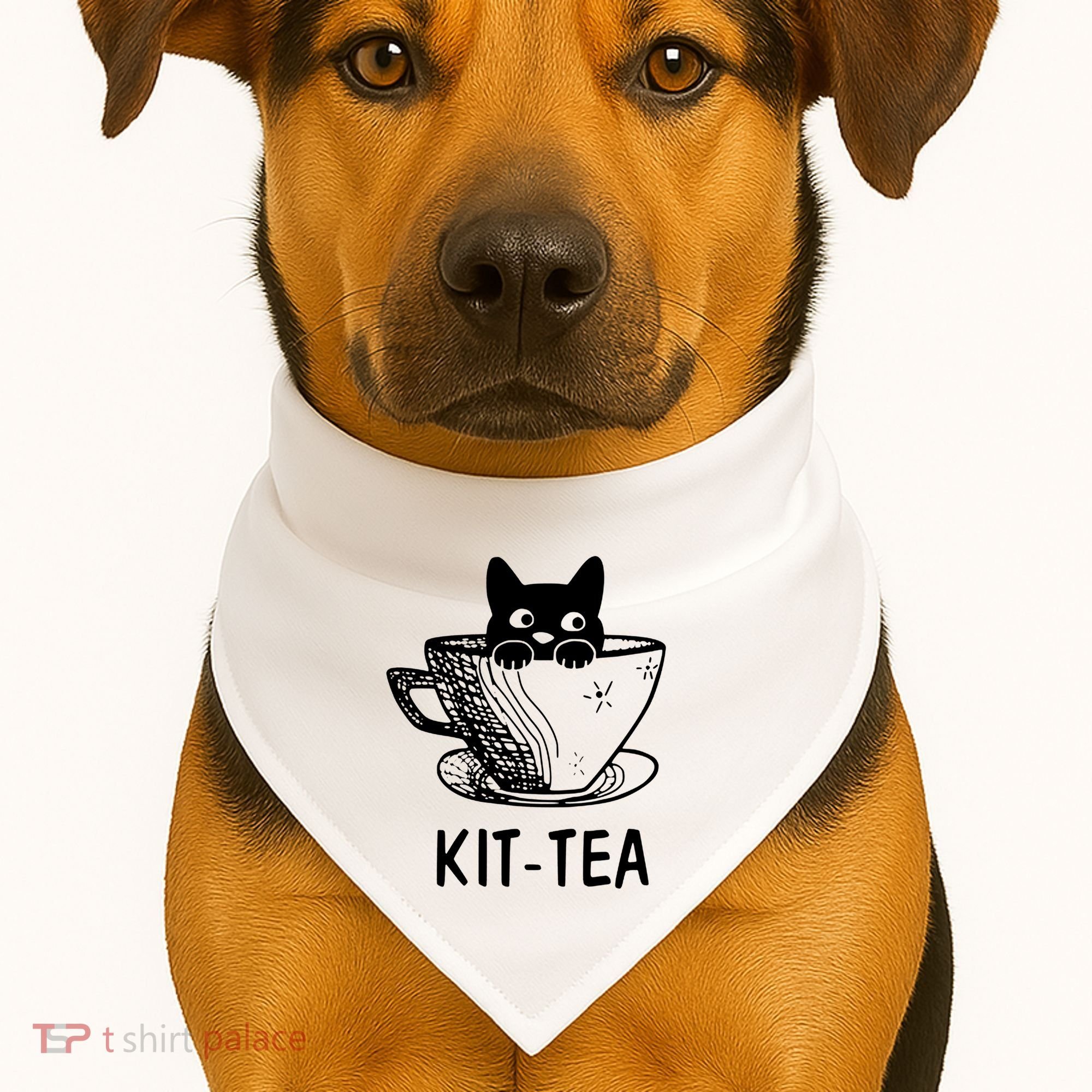 Kit Tea Funny Cat Lover USA-Made Doggie Bandana
