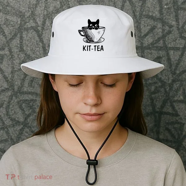 Kit Tea Funny Cat Lover Bucket Hat