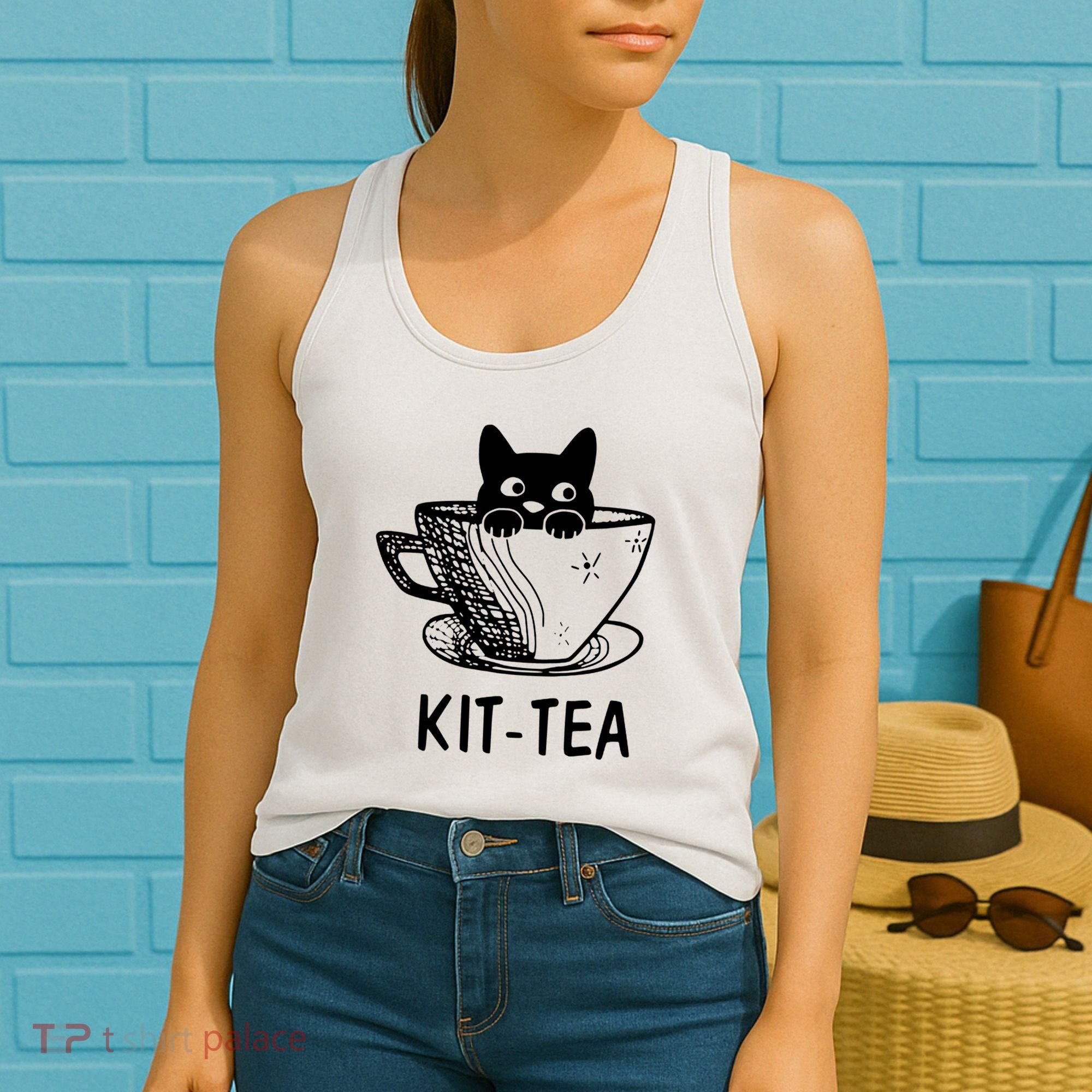 Kit Tea Funny Cat Lover Women's Tank Top