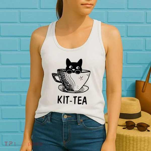 Kit Tea Funny Cat Lover Women's Tank Top
