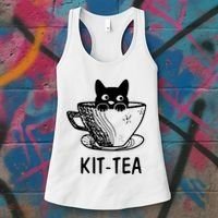 Kit Tea Funny Cat Lover Women's Tank Top thumb 3