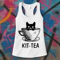 Kit Tea Funny Cat Lover Women's Tank Top thumb 3
