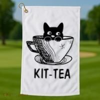 Kit Tea Funny Cat Lover Golf Towel thumb 1
