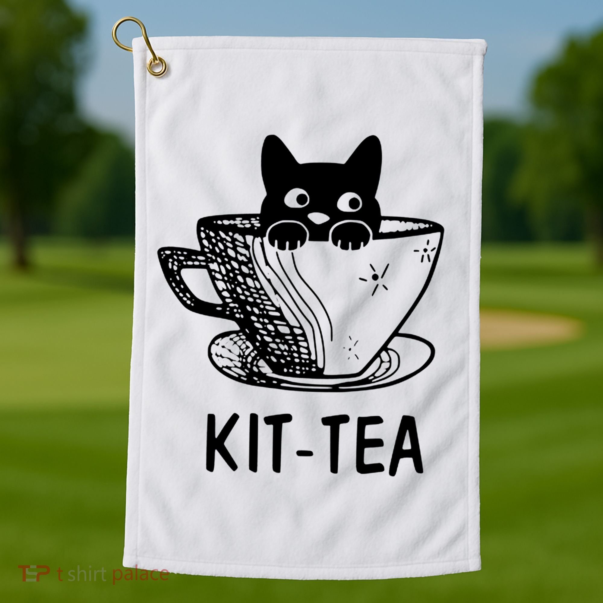 Kit Tea Funny Cat Lover Golf Towel