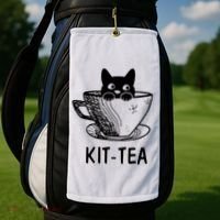 Kit Tea Funny Cat Lover Golf Towel thumb 2