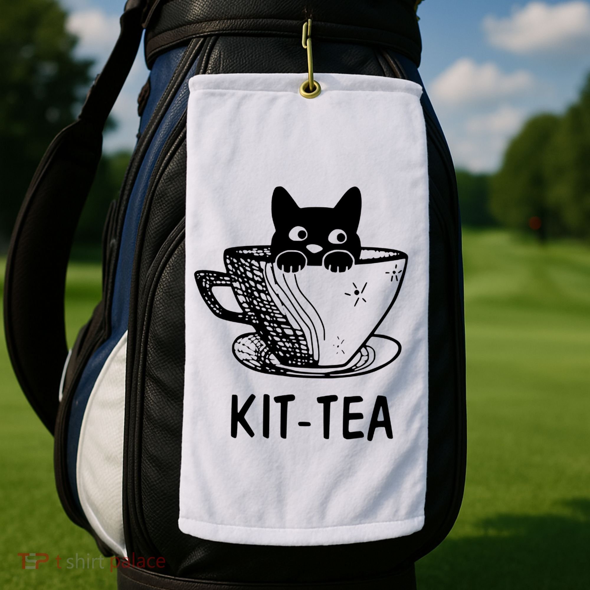 Kit Tea Funny Cat Lover Golf Towel