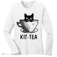 Kit Tea Funny Cat Lover Women's Long Sleeve Shirt thumb 0
