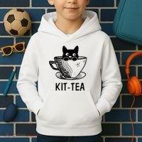 Kit Tea Funny Cat Lover Kids Hoodie thumb 2