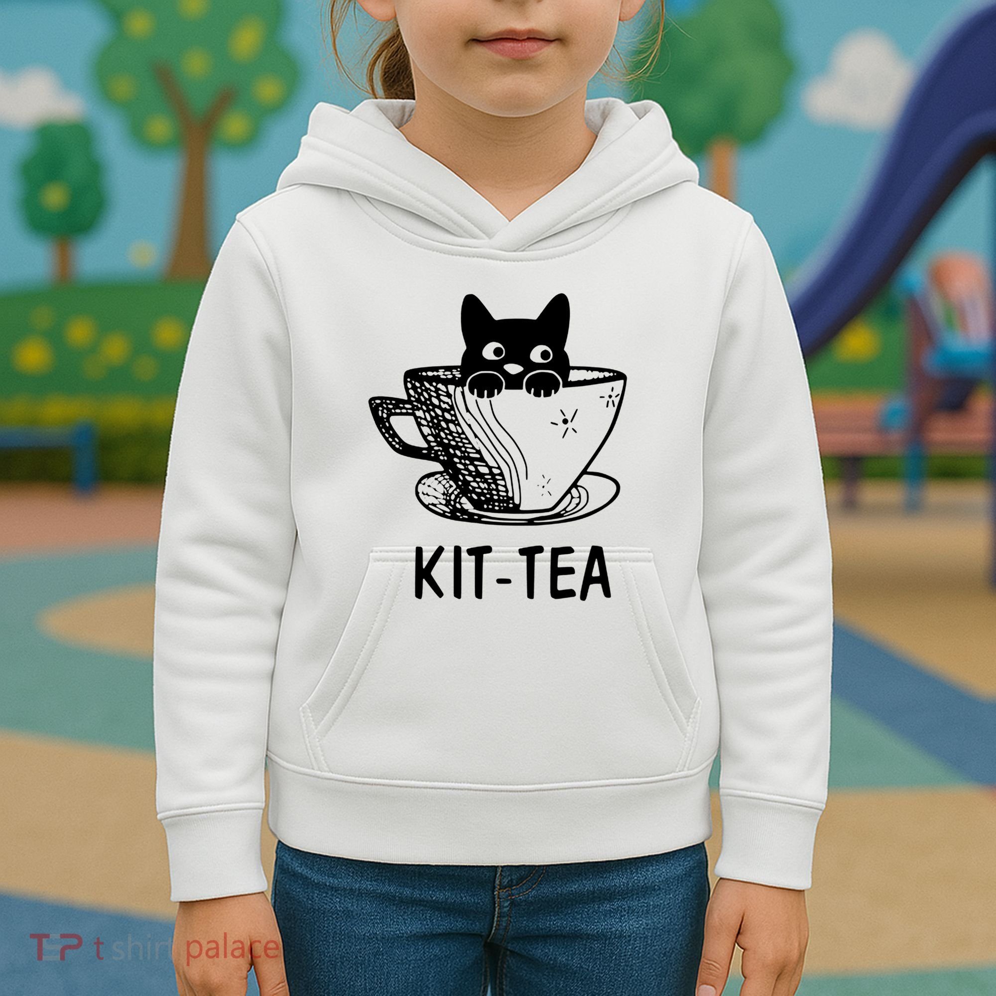 Kit Tea Funny Cat Lover Kids Hoodie