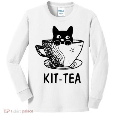 Kit Tea Funny Cat Lover Kids Long Sleeve Shirt