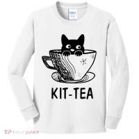 Kit Tea Funny Cat Lover Kids Long Sleeve Shirt thumb 0