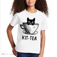 Kit Tea Funny Cat Lover Kids T-Shirt thumb 2