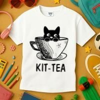Kit Tea Funny Cat Lover Kids T-Shirt thumb 3