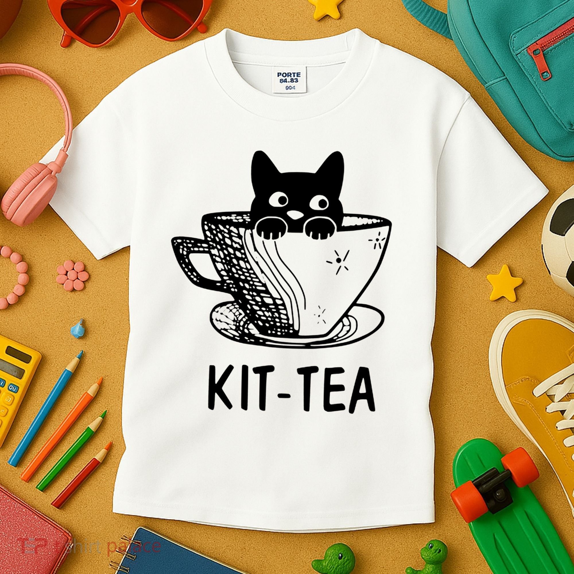 Kit Tea Funny Cat Lover Kids T-Shirt
