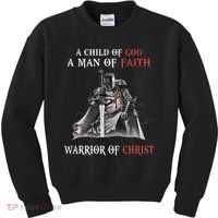Knight Templar Faith A Warrior Of Christ Kids Sweatshirt thumb 0