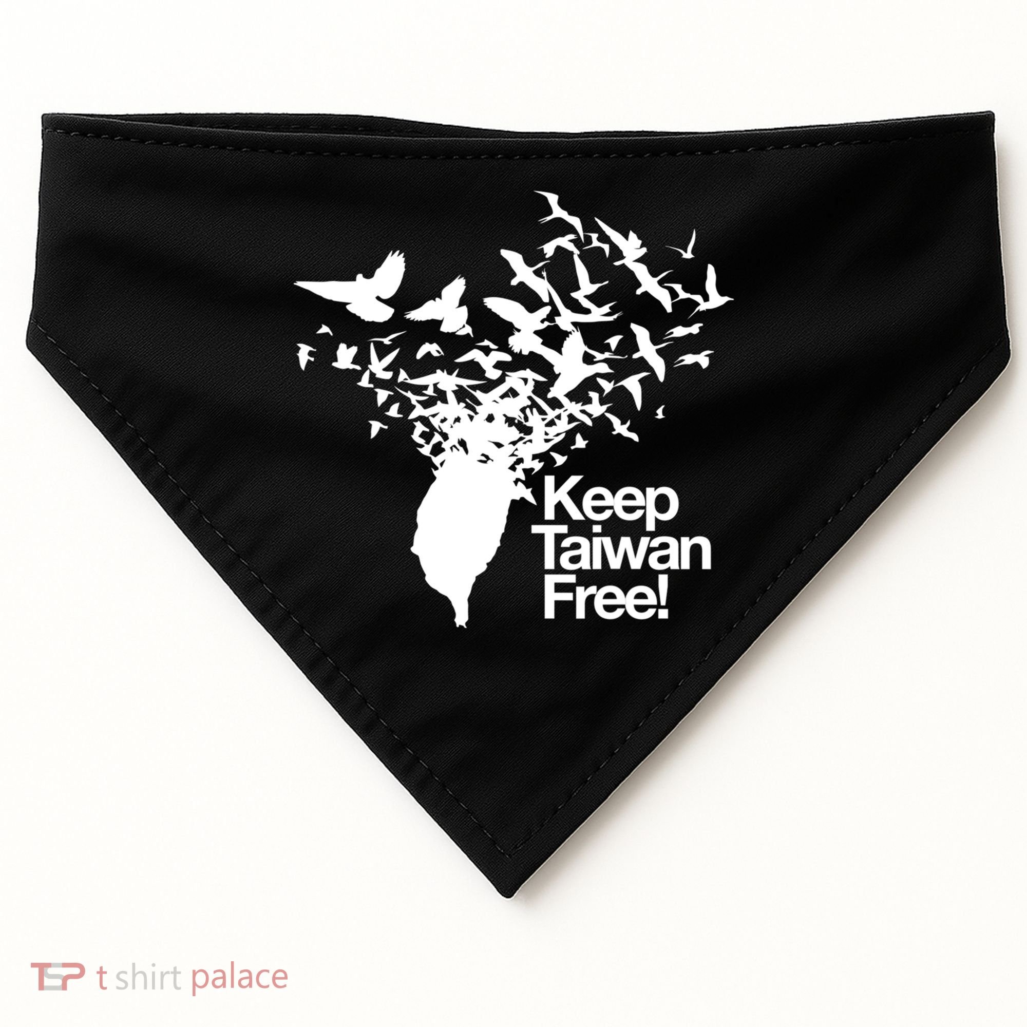 Keep Taiwan Free With Peace Birds Flying Out Gift USA-Made Doggie Bandana