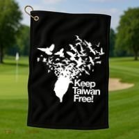 Keep Taiwan Free With Peace Birds Flying Out Gift Golf Towel thumb 1