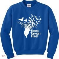 Keep Taiwan Free With Peace Birds Flying Out Gift Kids Sweatshirt thumb 0